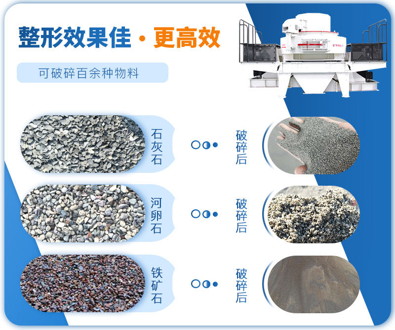 制砂機成品粒度多樣化，各種石料都不怕